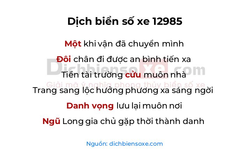Dịch thơ biển số 12985