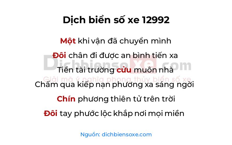 Dịch thơ biển số 12992