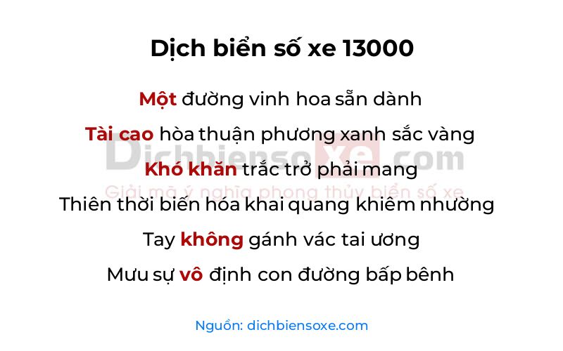 Dịch thơ biển số 13000