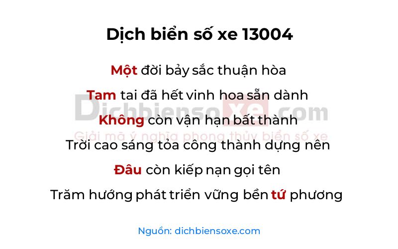 Dịch thơ biển số 13004
