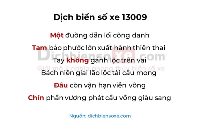 Dịch thơ biển số 13009