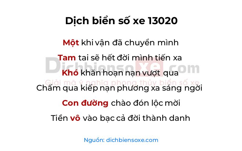 Dịch thơ biển số 13020