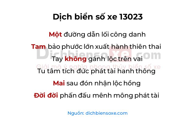 Dịch thơ biển số 13023
