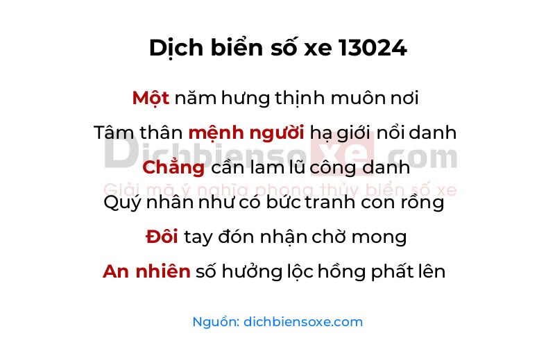 Dịch thơ biển số 13024