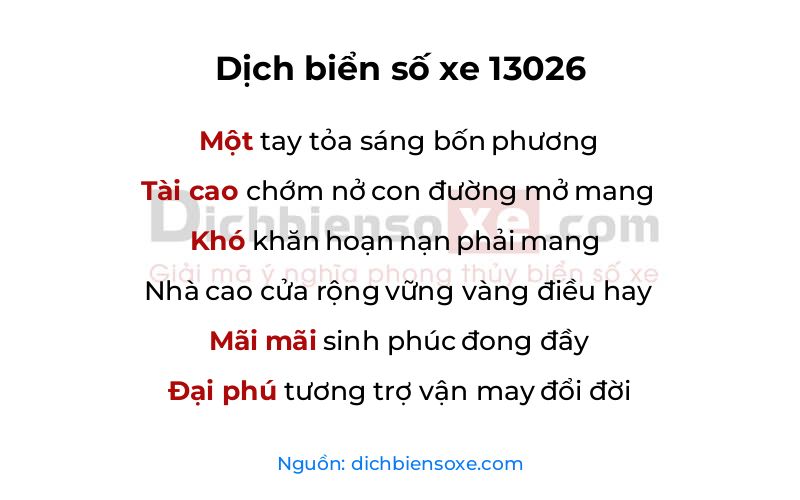 Dịch thơ biển số 13026