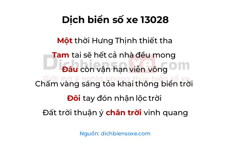 Dịch thơ biển số 13028