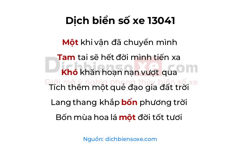Dịch thơ biển số 13041
