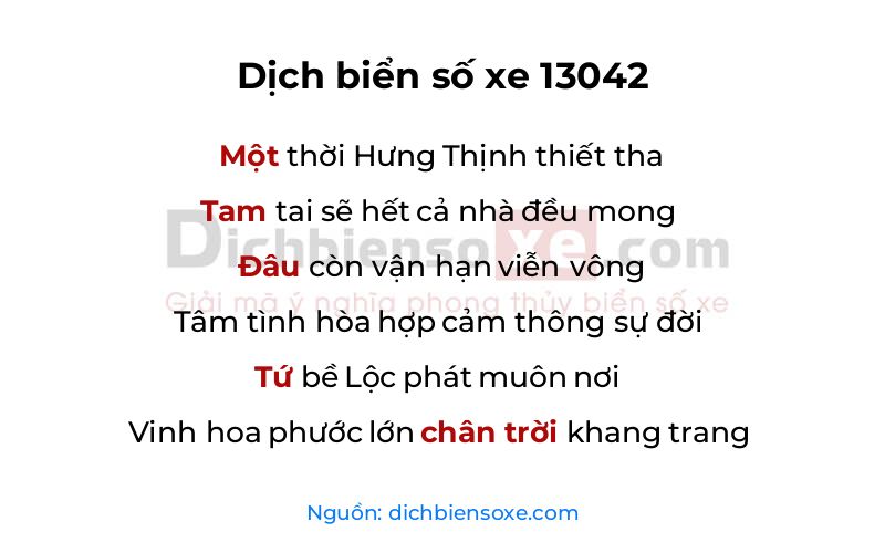 Dịch thơ biển số 13042