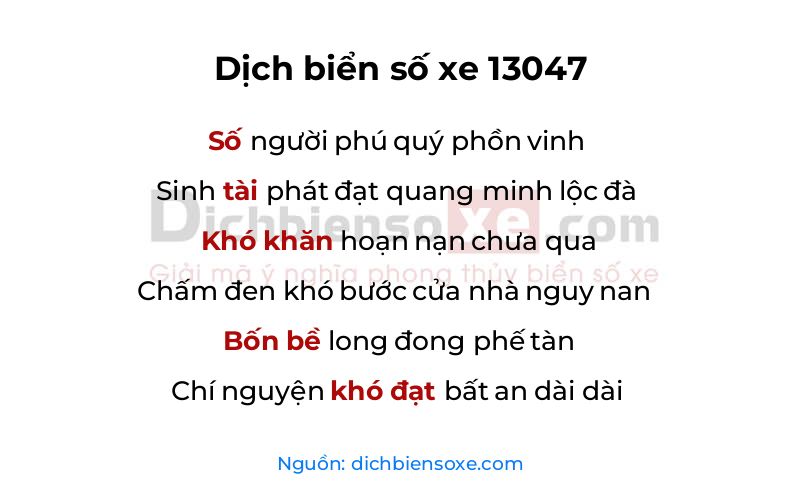 Dịch thơ biển số 13047
