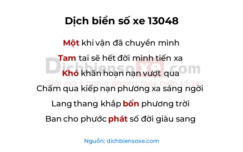 Dịch thơ biển số 13048
