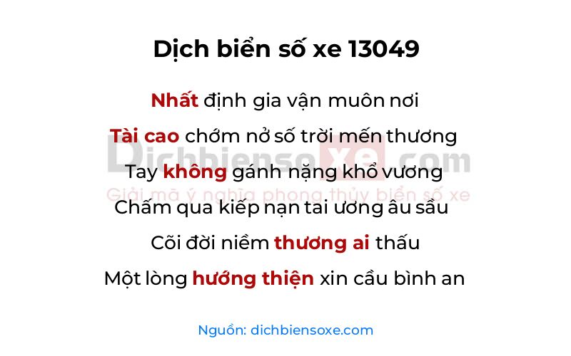 Dịch thơ biển số 13049