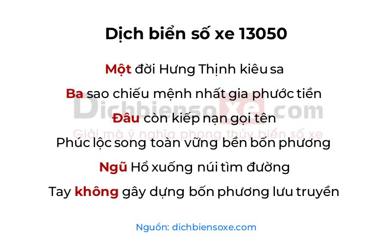 Dịch thơ biển số 13050