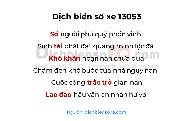 Dịch thơ biển số 13053