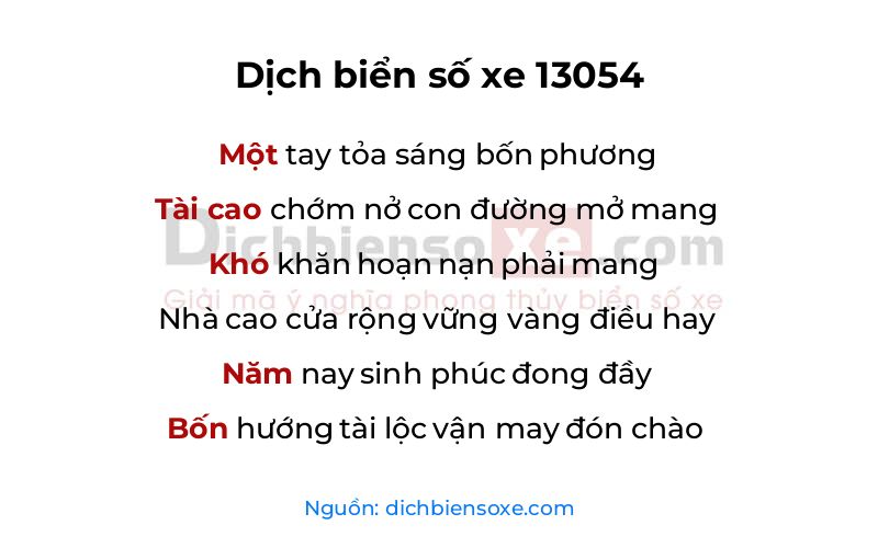 Dịch thơ biển số 13054