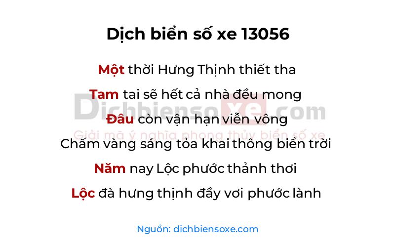 Dịch thơ biển số 13056