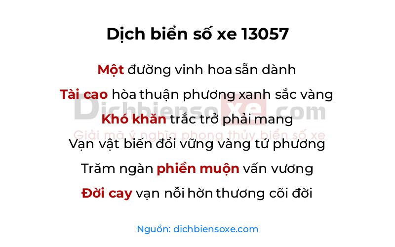 Dịch thơ biển số 13057