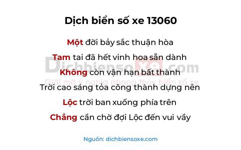 Dịch thơ biển số 13060