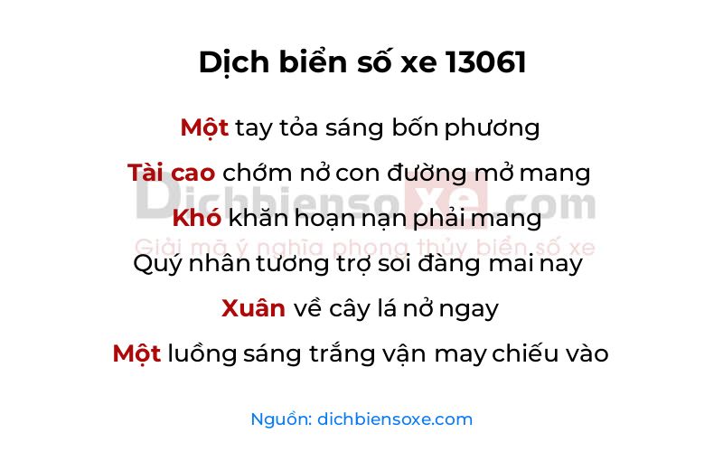 Dịch thơ biển số 13061