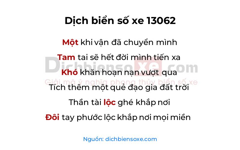 Dịch thơ biển số 13062