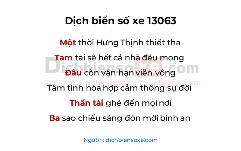 Dịch thơ biển số 13063