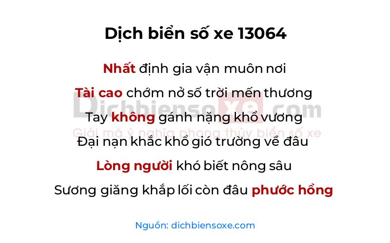 Dịch thơ biển số 13064