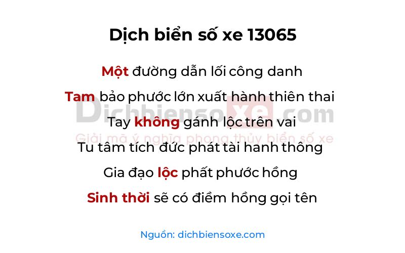 Dịch thơ biển số 13065