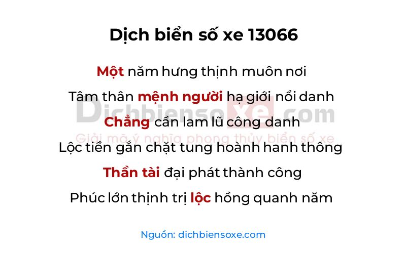 Dịch thơ biển số 13066