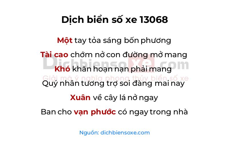 Dịch thơ biển số 13068