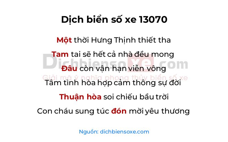 Dịch thơ biển số 13070