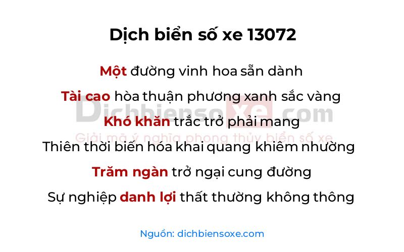 Dịch thơ biển số 13072