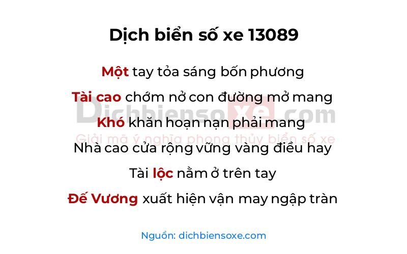 Dịch thơ biển số 13089