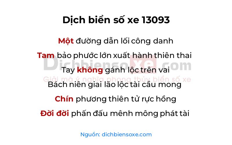 Dịch thơ biển số 13093