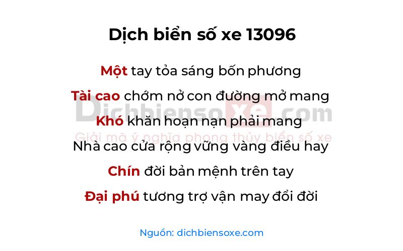 Dịch thơ biển số 13096