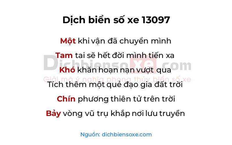 Dịch thơ biển số 13097