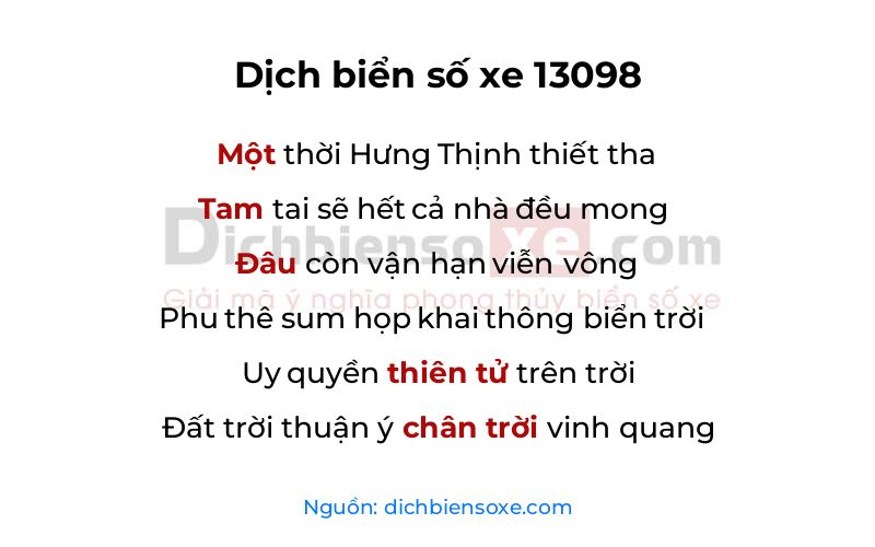 Dịch thơ biển số 13098