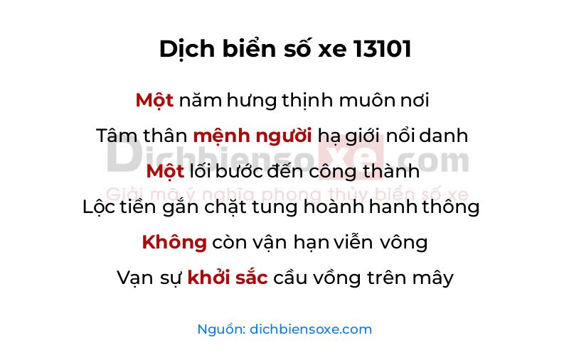 Dịch thơ biển số 13101