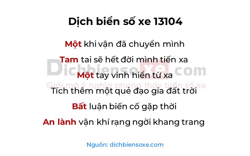 Dịch thơ biển số 13104