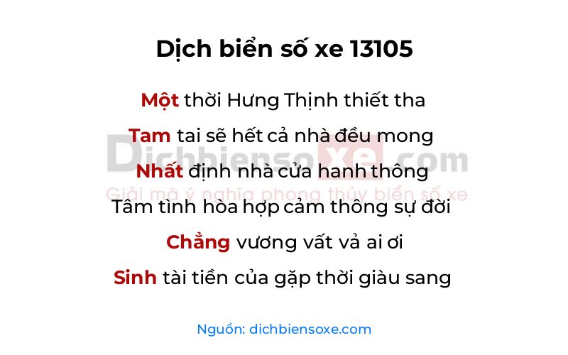 Dịch thơ biển số 13105