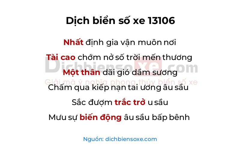 Dịch thơ biển số 13106