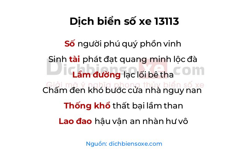 Dịch thơ biển số 13113