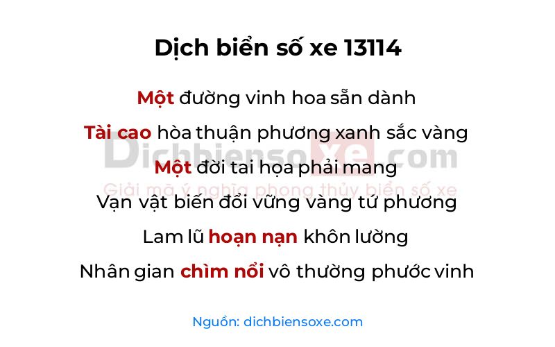 Dịch thơ biển số 13114