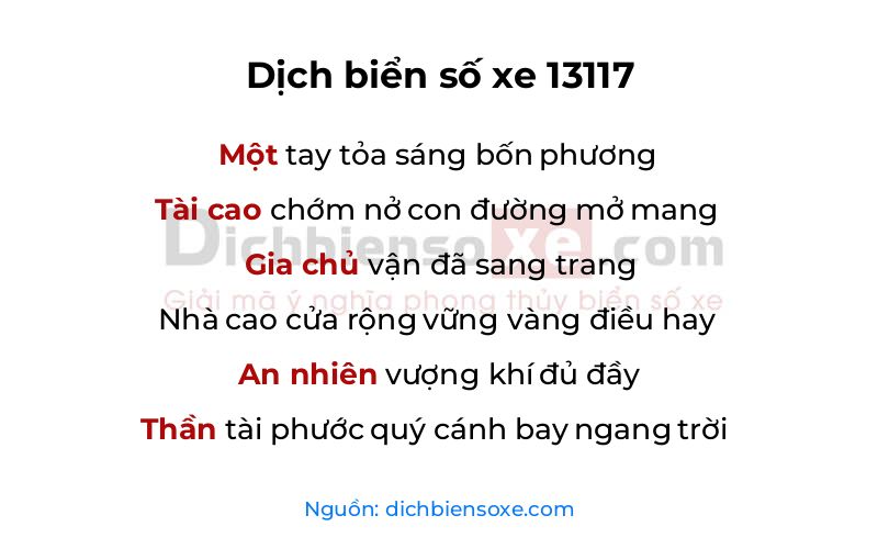 Dịch thơ biển số 13117
