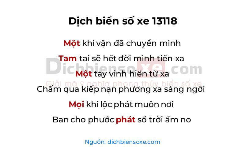 Dịch thơ biển số 13118