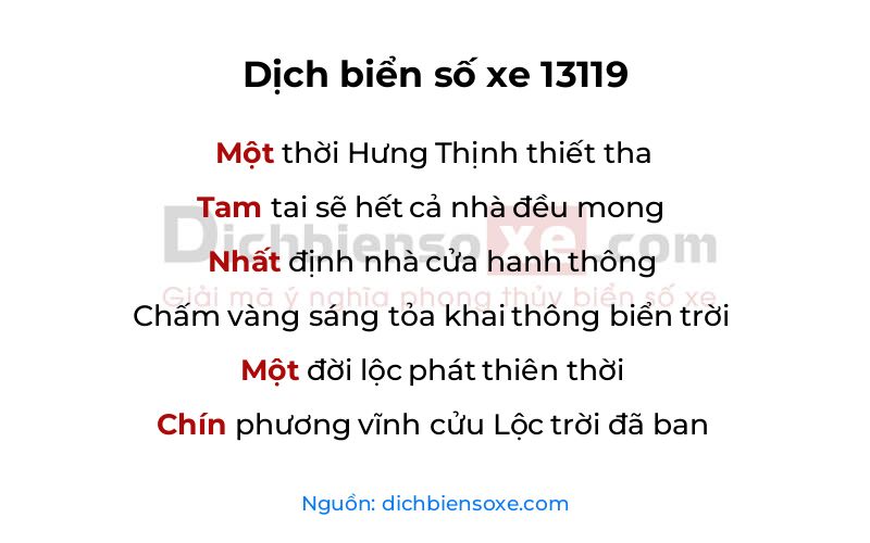 Dịch thơ biển số 13119