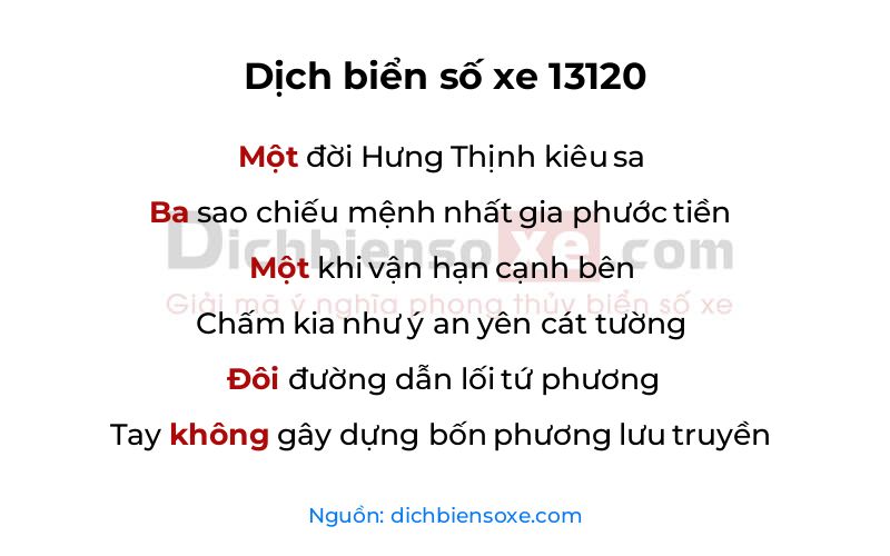 Dịch thơ biển số 13120