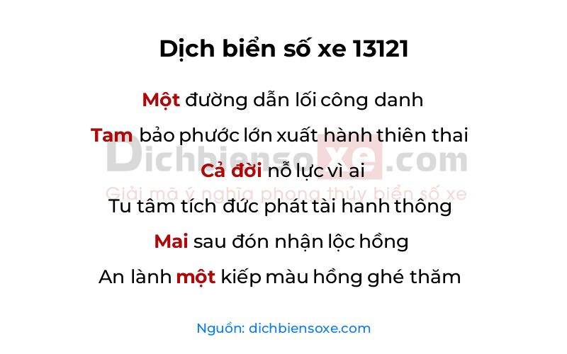 Dịch thơ biển số 13121