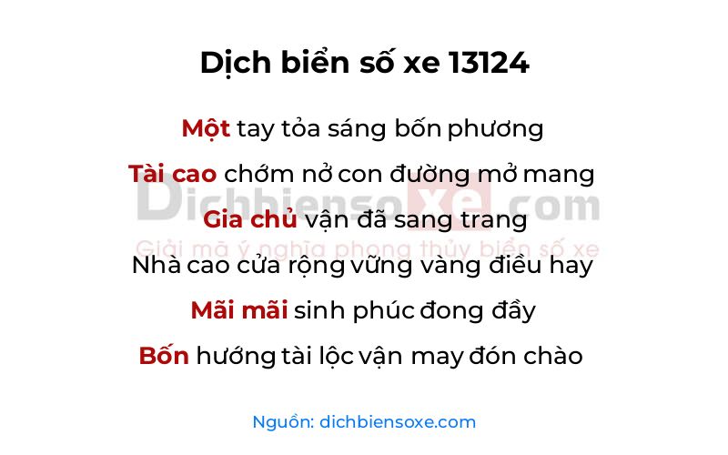 Dịch thơ biển số 13124