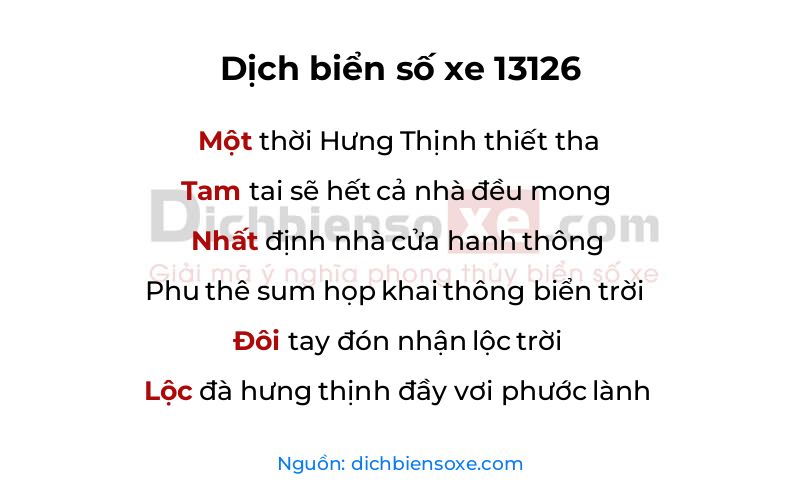 Dịch thơ biển số 13126