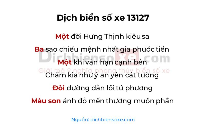Dịch thơ biển số 13127