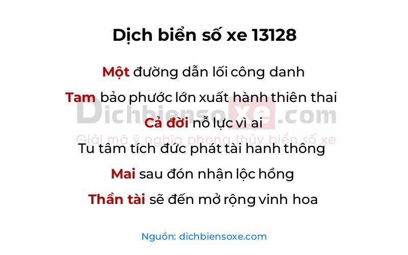 Dịch thơ biển số 13128